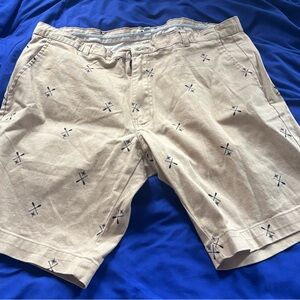 Men's Tan Shorts with Navy Accents